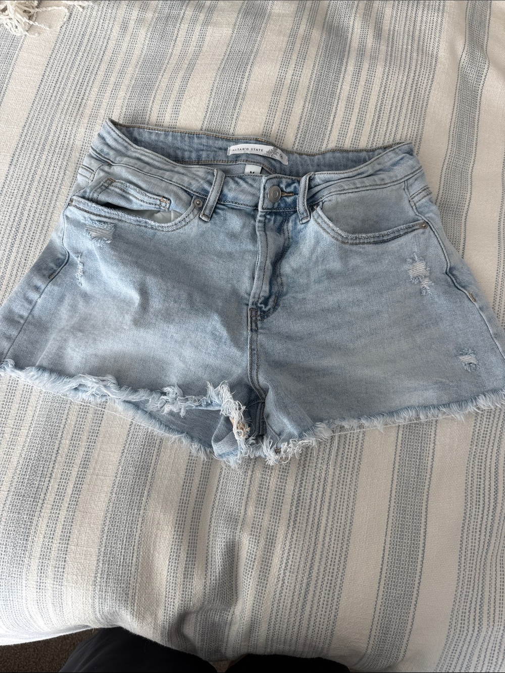 Altar'd State Light Blue Distressed Denim Shorts